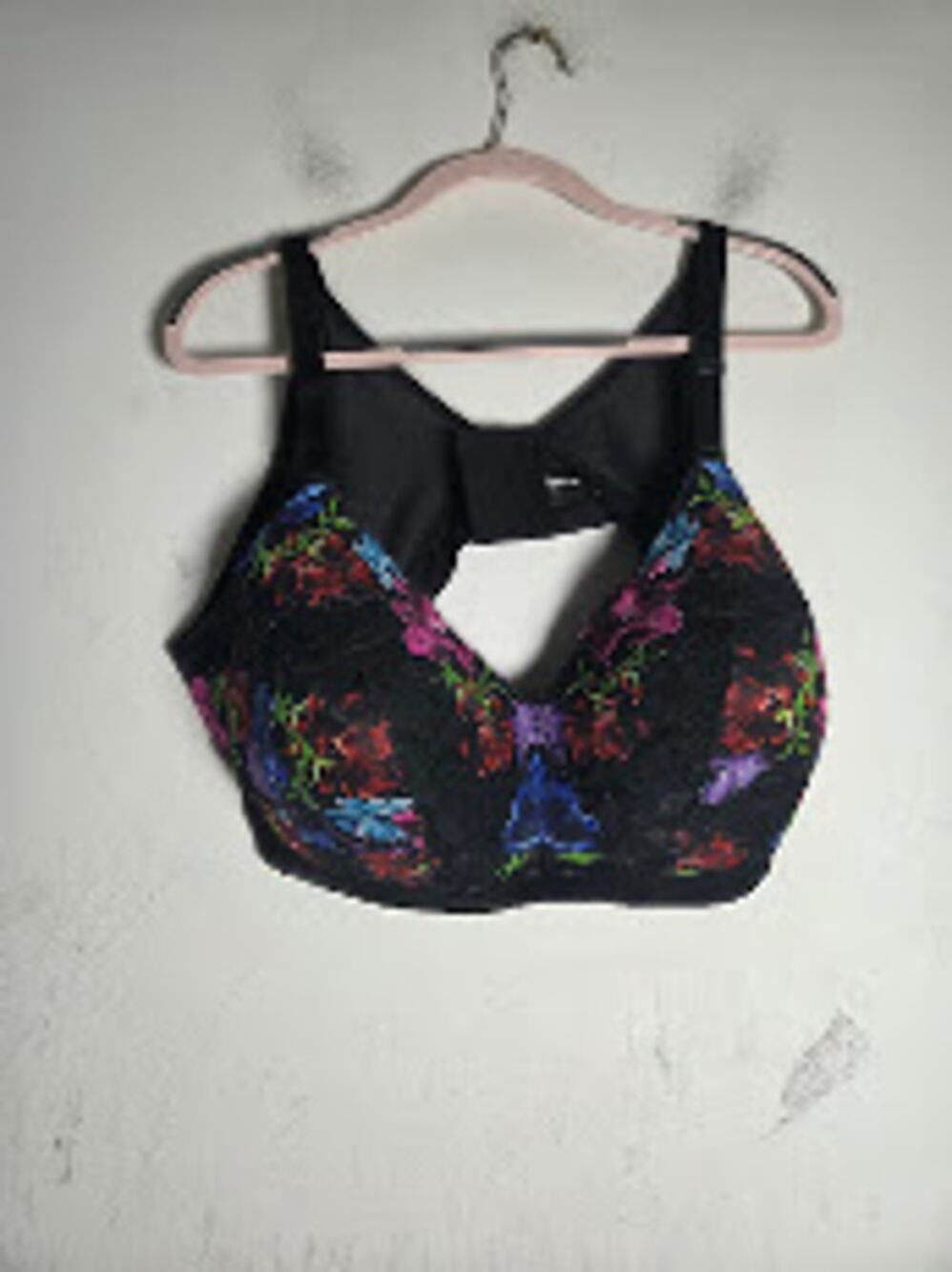 Torrid Curve Black w/Multicolor Floral Lace & Mesh Plus Size Bralette size 48DDD